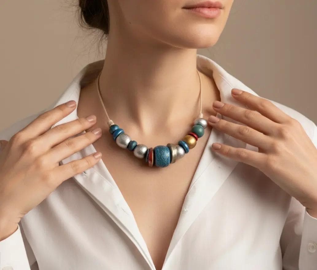 Stone Beads: İlkel Formlar, Modern Işıltı & El Yapımı Seramik Kolye