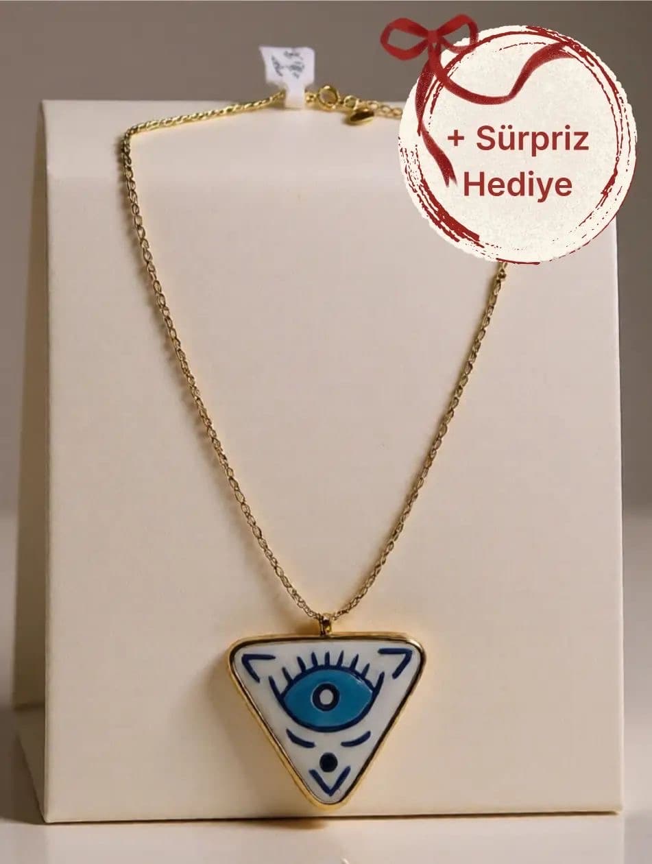 El Yapımı Nazar Objeli Gümüş Kolye + Sürpriz Hediyeli