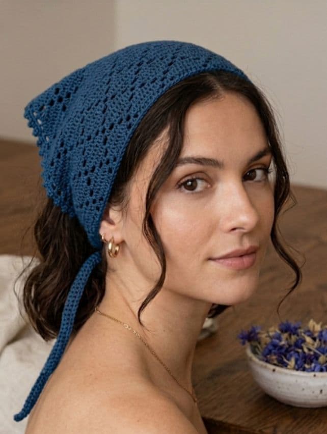 El Örgüsü Ajurlu Boho Saç Bandanası Örgü Bandana Yazlık Bandana